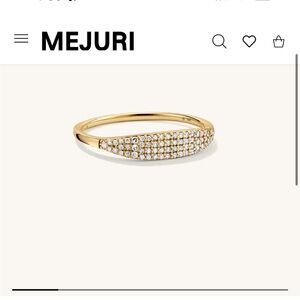 Mejuri Gold Pavé Diamond Slim Signet Ring, Size 7